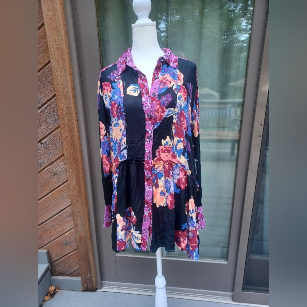 Free People Women's Brunch a Bunch Tunic Button Up Shirt Dress